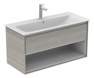 Тумба под раковину Ideal Standard Connect Air 100 см, подвесная, светло-серое дерево, белый матовый, E0828PS