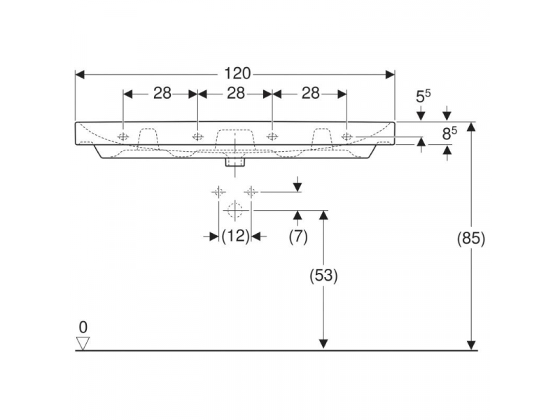 Купить Раковина Geberit Smyle Square 500.225.01.1, 120 х 48 см, белая