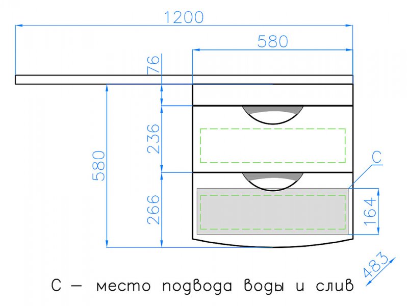 Купить Тумба под раковину Style Line Жасмин 2 60 ЛС-00000577, 60 см, подвесная, белая