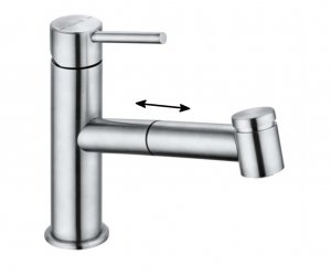 Смеситель Kludi Steel 44851F860 для кухонной мойки с выдвижным изливом, хром
