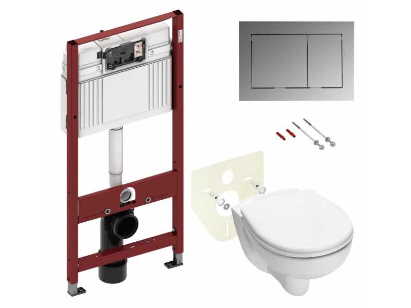 Купить Инсталляция для унитаза TECE Base 9400406.WC1 с унитазом TECE V04 с кнопкой смыва TECEbase, хром глянцевый