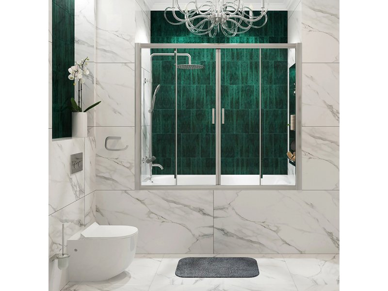 Купить Стеклянная шторка WasserKraft 45S02-170 для душа, двустворчатая, 170 х 150 см