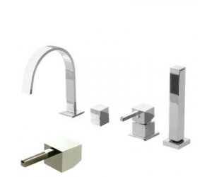 Смеситель Bandini Ice Cube 2 766340PS05LR для ванны/душа, матовый никель/ручка белый дуб
