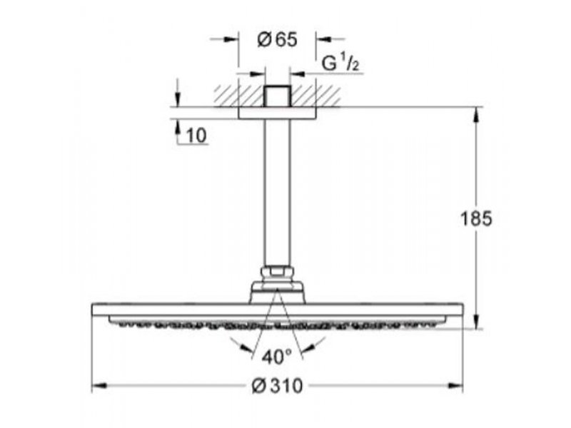 Купить Верхний душ GROHE Rainshower 26067GL0 с потолочным кронштейном, холодный рассвет глянец
