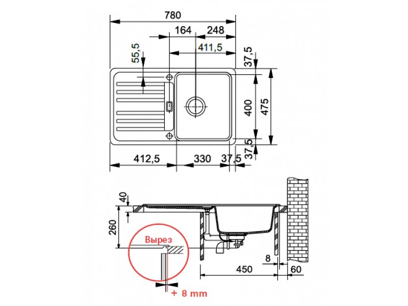 Купить Мойка Franke EUROFORM EFG 614-78, 114.0185.136, гранит, установка сверху, оборачиваемая, цвет графит, 78*47,5 см