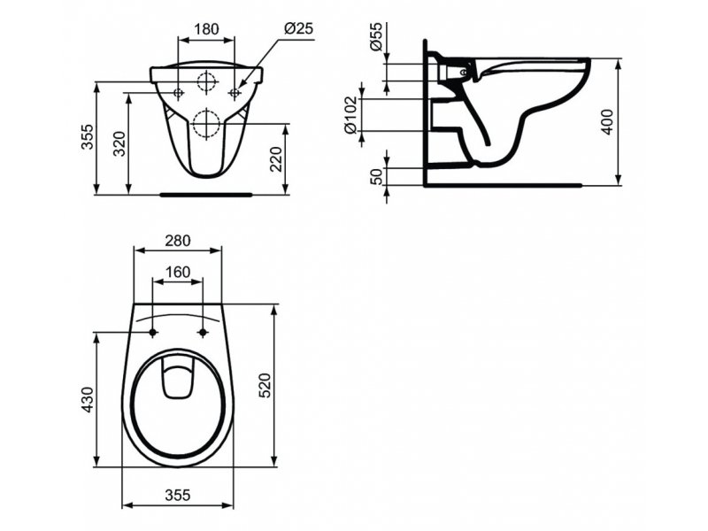 Купить Инсталляция Ideal Standard Prosys Frame 120 M с унитазом Eurovit Rimless K881201, сиденье микролифт, комплект, K881201PT15