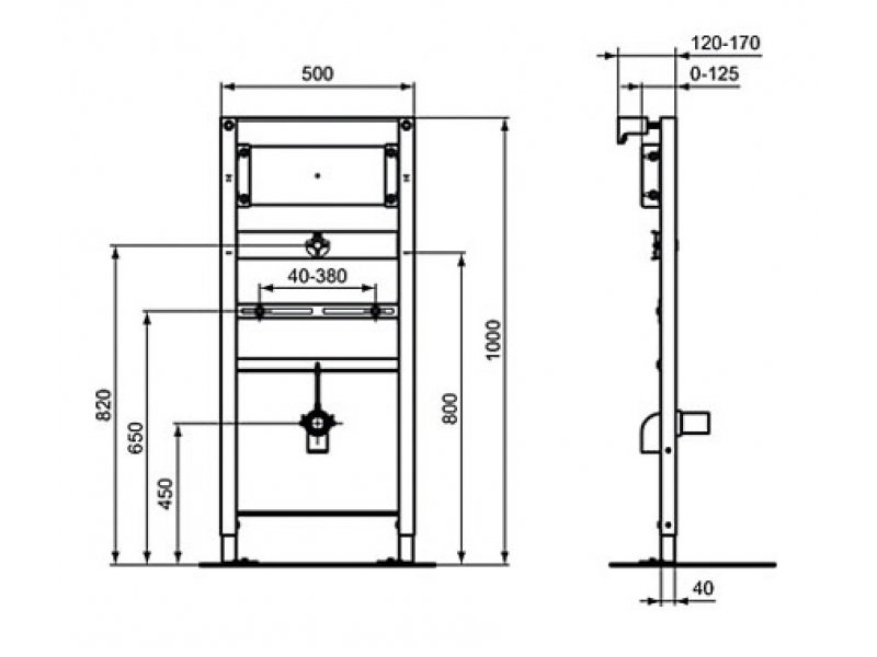 Купить Инсталляция Ideal Standard Prosys для монтажа писсуара, серый, R016367