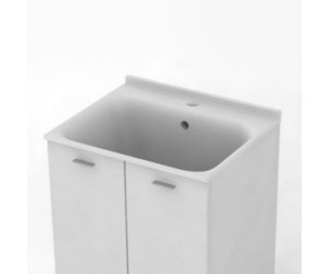 Хозяйственная раковина Kerasan Aquadom 029201*1, 60 x 50 см, 1 отверстие, без тумбы и сифона 7535, белый