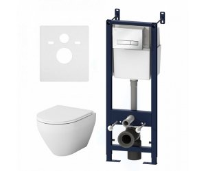 Инсталляция Am.Pm Spirit V2.0, IS30201.701700 с подвесным унитазом Spirit V2.0, клавиша Start S белый глянец, крышка микролифт