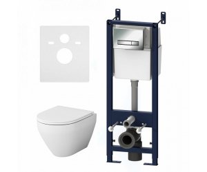 Инсталляция Am.Pm Spirit V2.0, IS30251.701700 с подвесным унитазом Spirit V2.0, клавиша Start S хром глянец, крышка микролифт