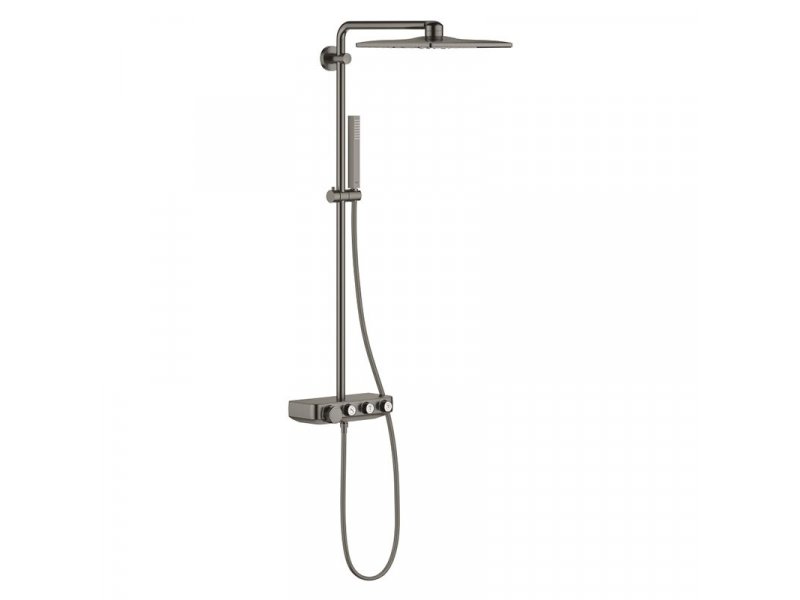 Купить Душевая система с термостатом Grohe Euphoria SmartControl Cube 310 DUO 26508AL0, цвет верхнего душа темный графит матовый