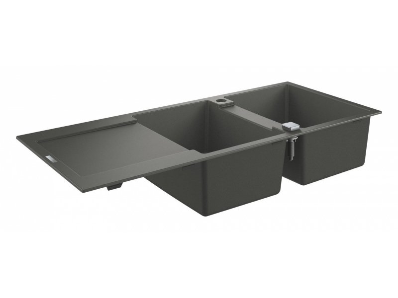 Купить Мойка кухонная из искусственного гранита Grohe K500, 31647AT0, 116 x 50 см, с корзинчатым фильтром и донным клапаном, серый гранит