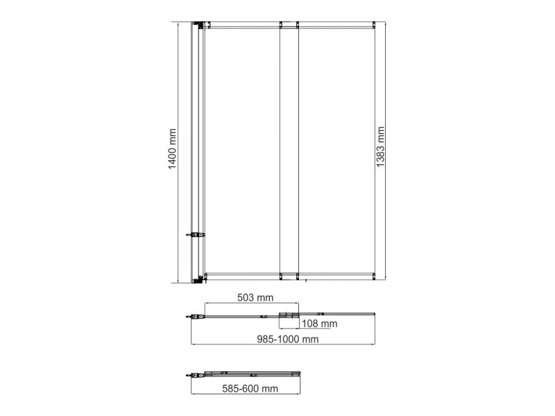 Купить Стеклянная шторка WasserKraft 41S02-100 WasseShutz для душа, сдвижная и распашная, двустворчатая