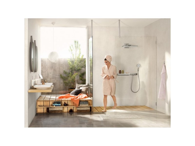 Купить Верхний душ Hansgrohe Rainmaker Select 24003400, 460 x 270 мм, 1 режим струи, с держателем, белый/хром
