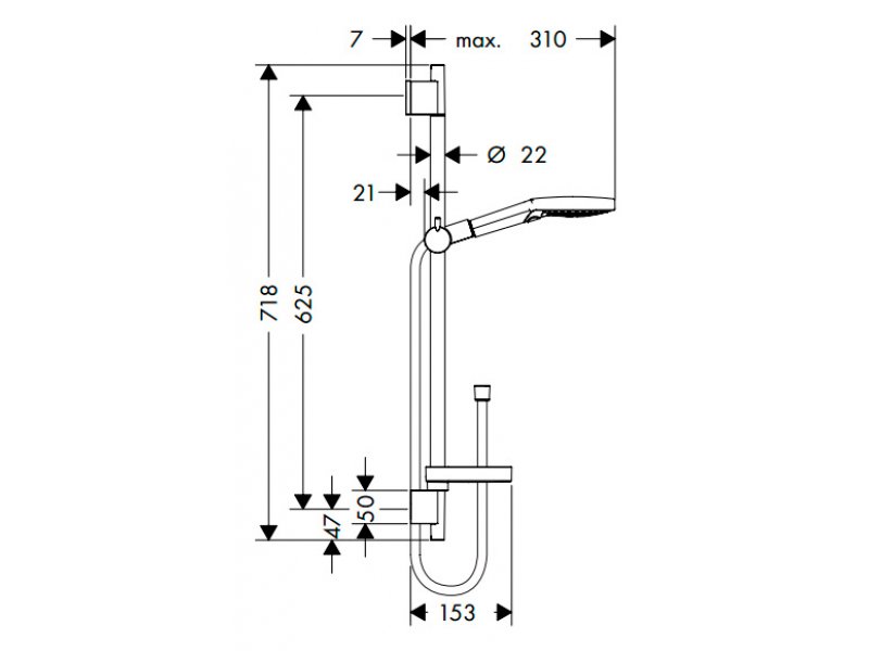 Купить Душевой гарнитур Hansgrohe Raindance Select S 120 3jet 65 см 26630000, хром