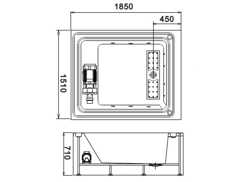 Купить Ванна гидромассажная акриловая Gemy G9268 B, 185 х 151 х 71 см