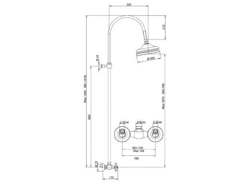 Купить Душевая система Bandini Antica 664620YY06, ручки керамические Antica, бронза