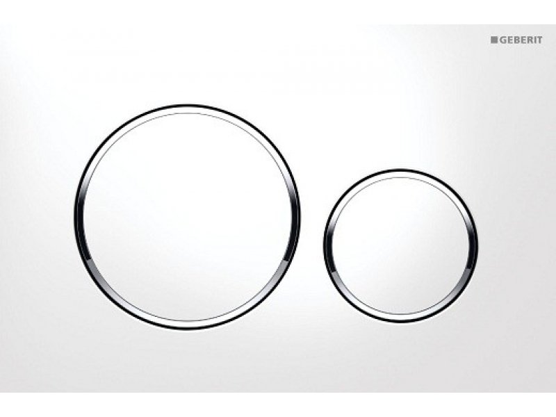 Купить Клавиша Geberit Sigma Type 20 115.882.KJ.1 рамка и кнопки: белые, обод: хром глянцевый, двойной смыв