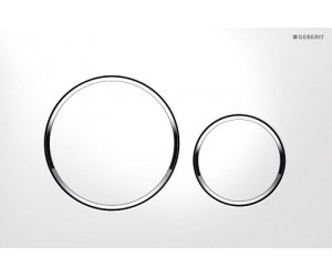 Клавиша Geberit Sigma Type 20 115.882.KJ.1 рамка и кнопки: белые, обод: хром глянцевый, двойной смыв
