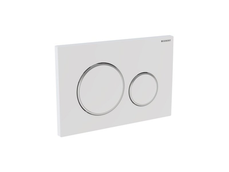 Купить Клавиша Geberit Sigma Type 20 115.882.KJ.1 рамка и кнопки: белые, обод: хром глянцевый, двойной смыв