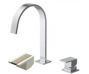 Смеситель Bandini Ice Cube 2 750920SN03LR для раковины, матовый никель/ручка белый дуб