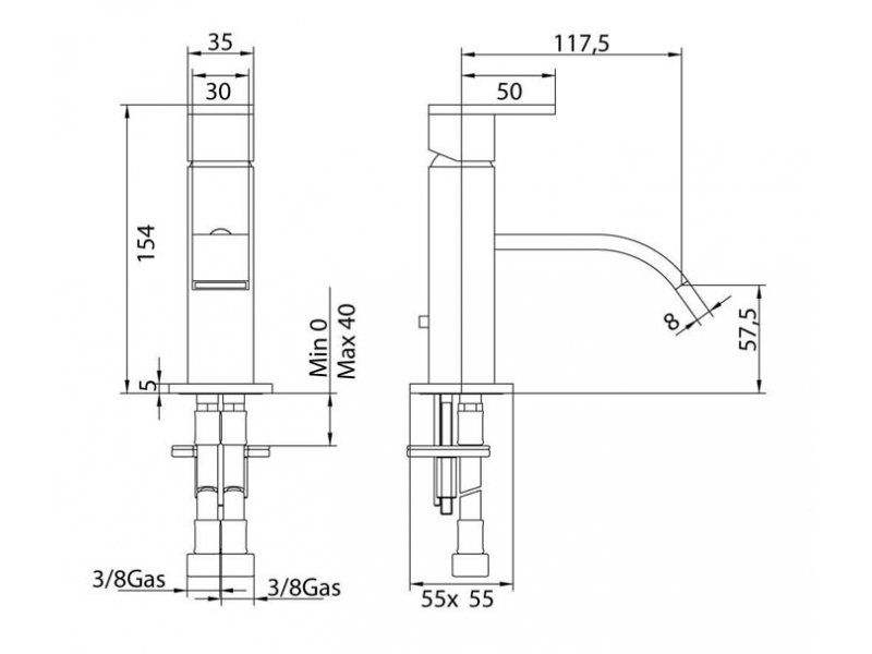 Купить Смеситель Bandini Ice Cube 2 750920SN03LR для раковины, матовый никель/ручка белый дуб