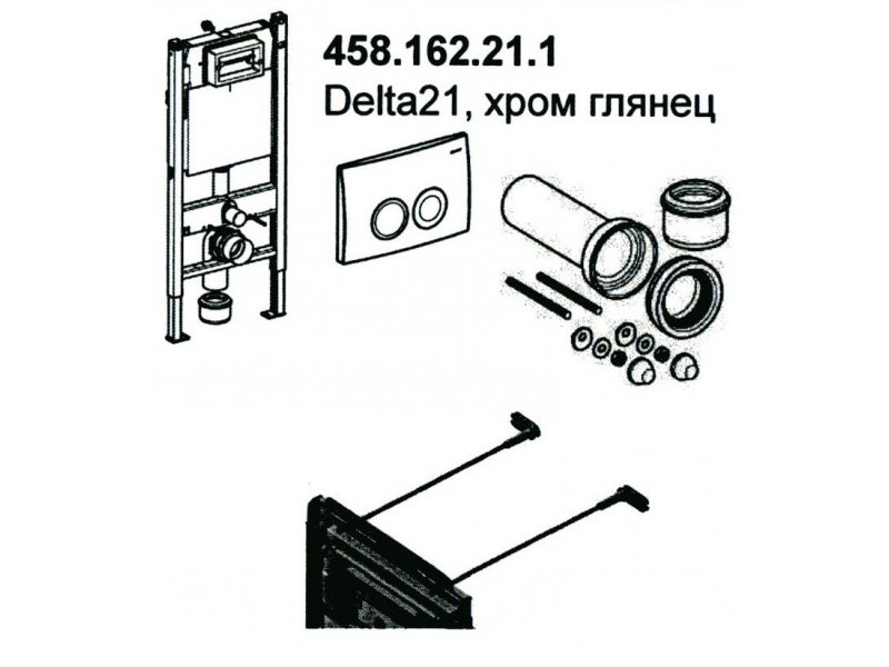 Купить Инсталляция Geberit Duofix Delta Платтенбау UP100 458.122.21.1 для унитаза с клавишей, хром