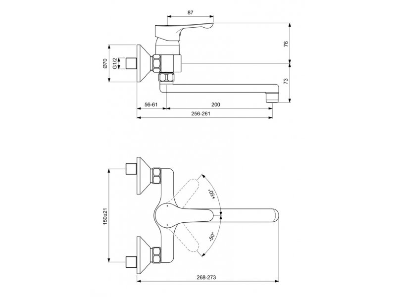 Купить Смеситель Ideal Standard Alpha настенный для кухонной мойки, хром, BC661AA