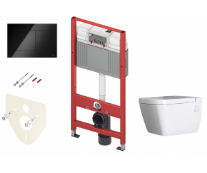 Инсталляция TECE Base K440403.WC2 с безободковым унитазом TECEone с кнопкой смыва TECEnow, черный глянцевый