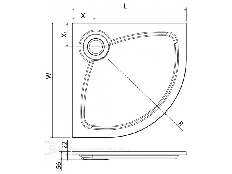 Купить Поддон душевой Cezares Tray TRAY-S-R-90-550-56-W, 90 х 90 см, белый, из искусственного камня