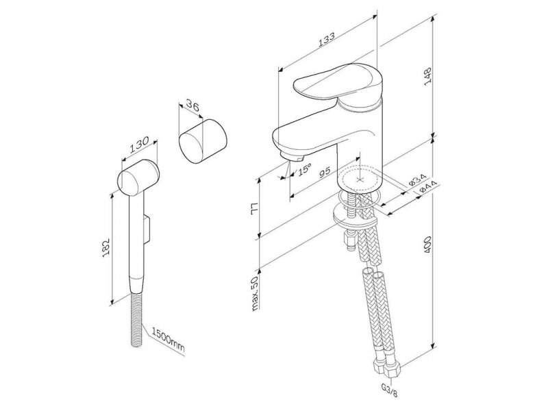 Купить Смеситель Am.Pm Sunny F85C03000 для раковины с гигиеническим душем, хром