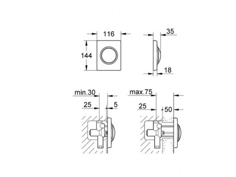 Купить Кнопка для инсталляции Grohe Skate 38595000, хром