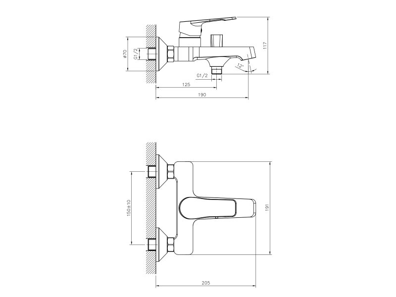 Купить Смеситель Decoroom DR23036, для ванны и душа, хром