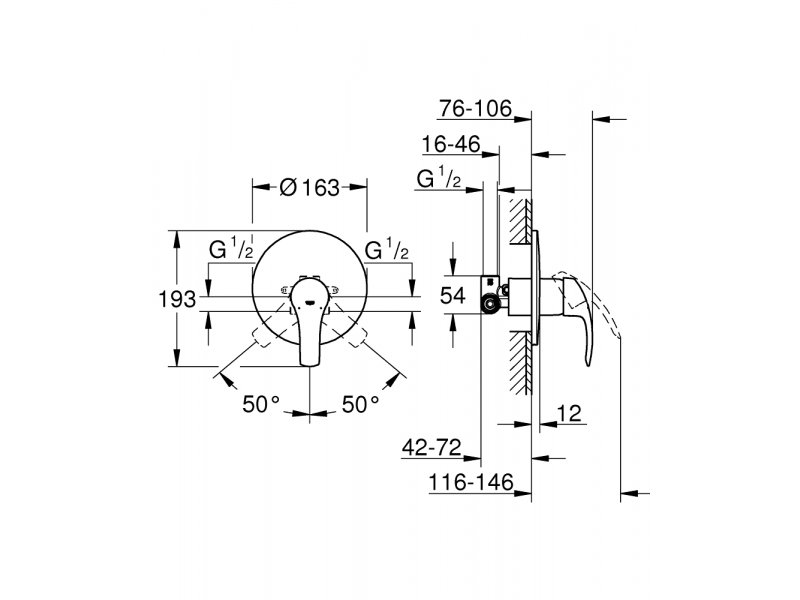 Купить Смеситель Grohe Eurosmart New 33556002 для душа встраиваемый, в сборе