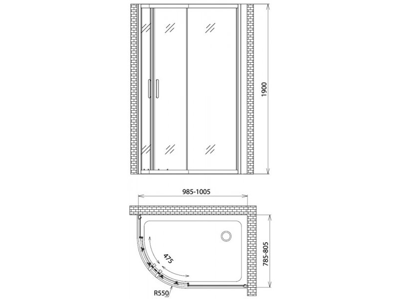 Купить Душевой уголок Gemy Victoria S30222, 100 х 80 х 190 см, стекло прозрачное