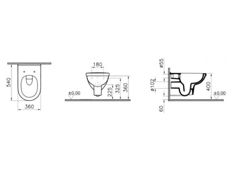 Купить Подвесной унитаз Vitra Form 300 7755B003-0075 безободковый
