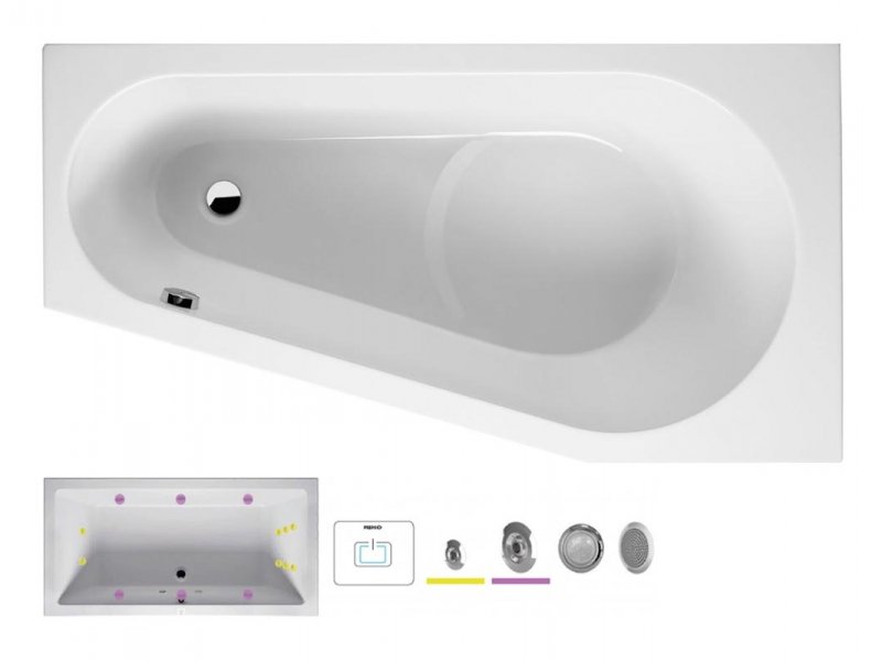 Купить Ванна гидромассажная Riho Delta 150 x 80 см, FLOW, левая/правая