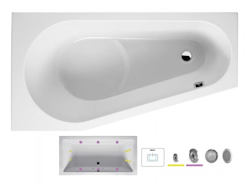 Купить Ванна гидромассажная Riho Delta 150 x 80 см, FLOW, левая/правая
