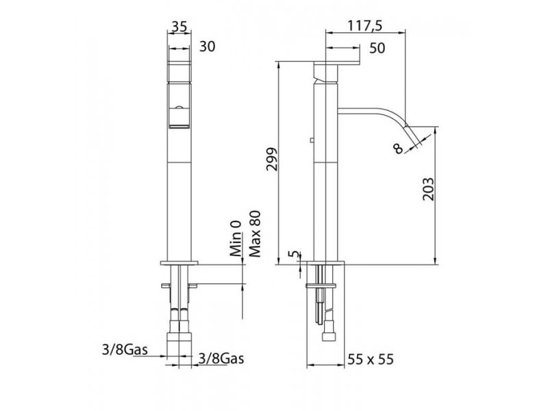 Купить Смеситель Bandini Ice Cube 2 750320SN05LT для раковины, матовый никель/ручка тик