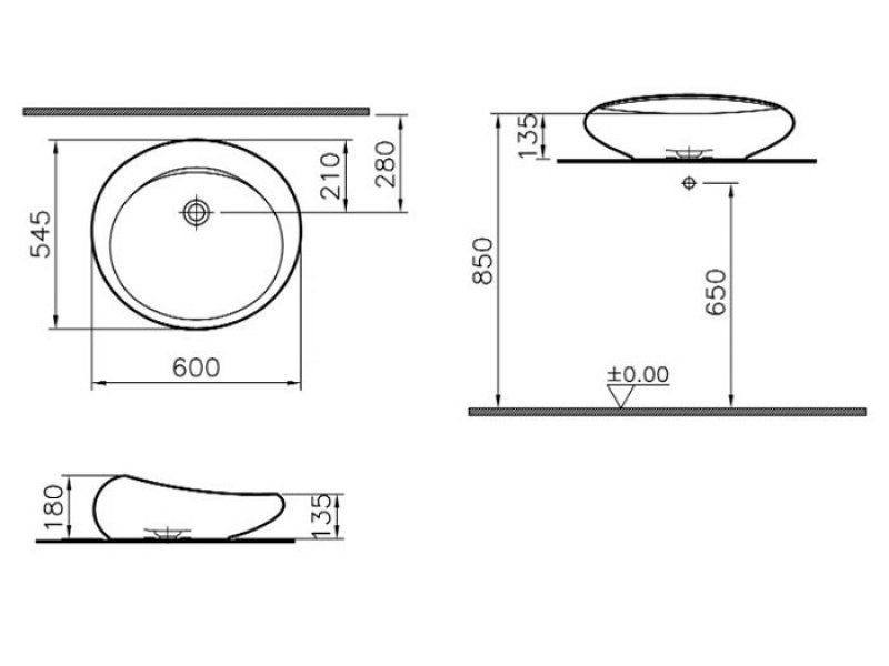 Купить Раковина Vitra Istanbul 4280B403-0016 60 см без отверстий, Vitra Clean, цвет белый