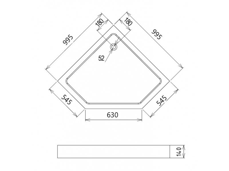 Купить Душевой поддон Gemy ST11T 100 x 100 см, пятиугольный, белый