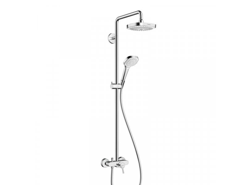 Купить Душевая система Hansgrohe Croma Select E Showerpipe поворотная со смесителем 27258400, белый/хром