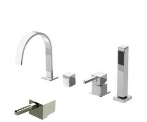 Смеситель Bandini Ice Cube 2 766340PN05LW для ванны/душа, никель/ручка венге