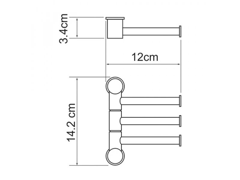 Купить Полотенцедержатель WasserKRAFT 1053, 3 держателя, короткие, 14.2 см, хром