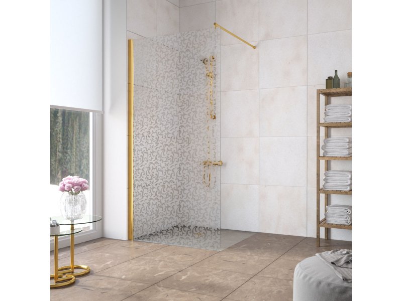 Купить Неподвижная стенка Vegas Glass EAF Lux 106 09 R03, профиль - золото, стекло – фея, 106*199,5 см