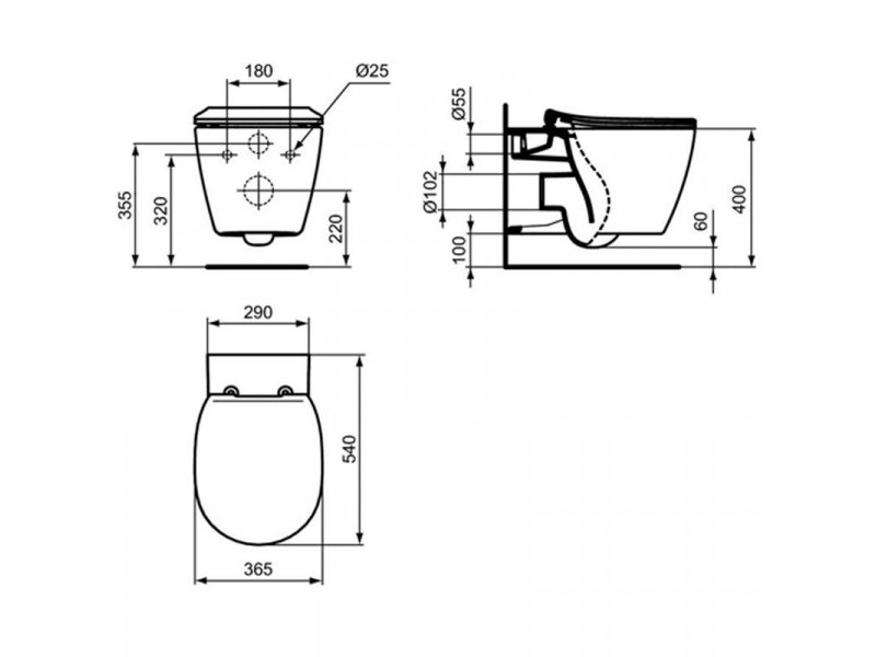 Купить Подвесной унитаз Ideal Standard Connect AquaBlade E047901, безободковый