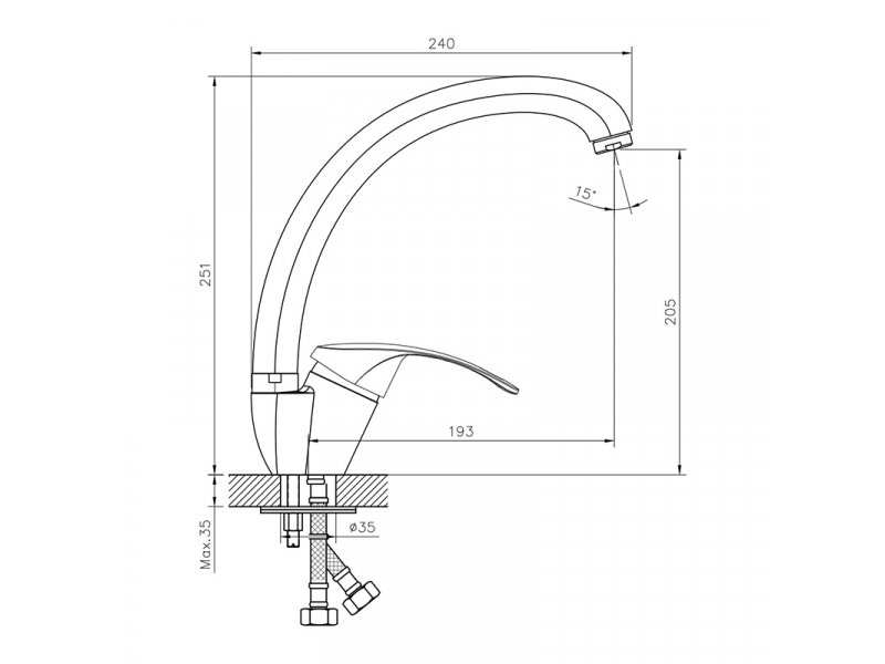 Купить Смеситель Decoroom DR71021, для кухни, хром