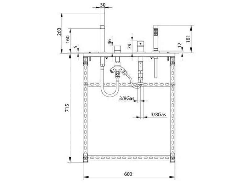Купить Смеситель Bandini Ice Cube 2 766140SN05LW для ванны/душа, никель/ручка венге