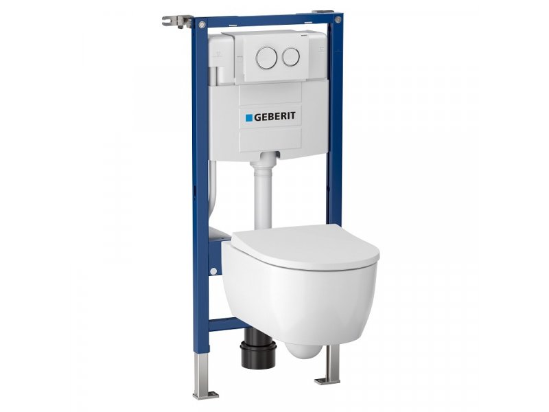Купить Инсталляция Geberit с безободковым унитазом Geberit iCon, 500.060.TC.I, клавиша белая, сиденье микролифт, комплект Идеальная пара