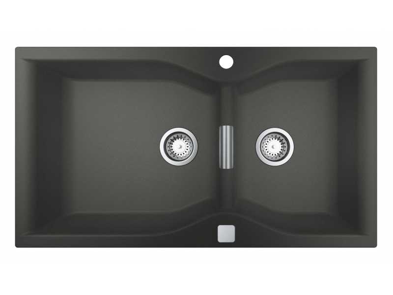 Купить Мойка кухонная из искусственного гранита Grohe K700, 31658AT0, 90 x 50 см, с корзинчатым фильтром и донным клапаном, серый гранит